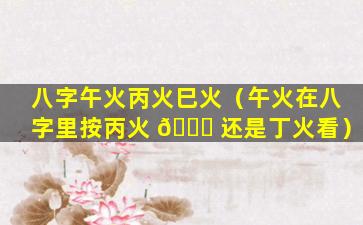 八字午火丙火巳火（午火在八字里按丙火 💐 还是丁火看）